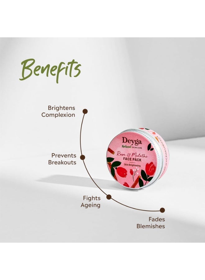 Deyga Rose & Mulethi Skin Brightening Face Pack (100 g) | Reduces Pigmentation | For Glowing, Even-Tone Complexion - Image 2